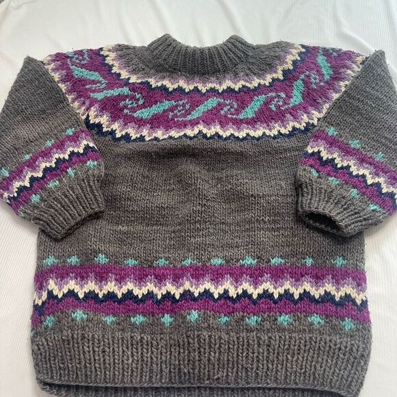INCAS ARTESANIAS Wool Hand Knit Ecuador Grey Sweater Size Large - Picture 1 of 8